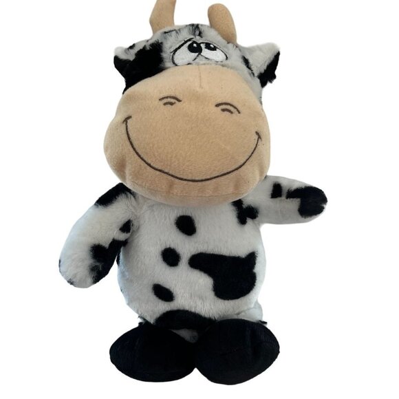 Kellytoy Spotted Cow Stuffed Animal Plush Toy Black White Medium Size 11" - Picture 1 of 9